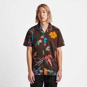 NEW Roark Gonzo Camp Collar Shirt  Coffee Phantasm